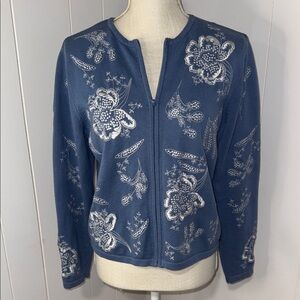 Talbots Blue and White Floral Utility Jacket
